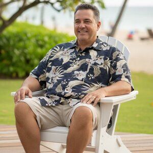 🔥 3/$40 Blue and Black Floral Casual Button Down Shirt